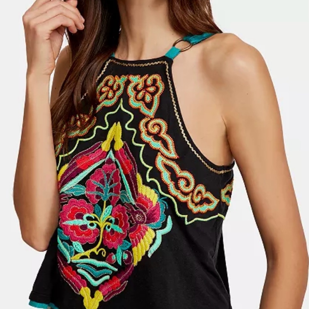 NWOT Free People Embroidered Tank Top
